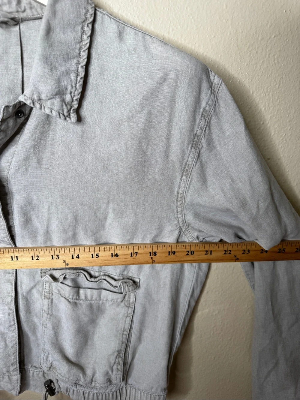 Splendid Collection Jacket Women Medium Gray Linen Blend Utility Drawstring Hem - Picture 7 of 8